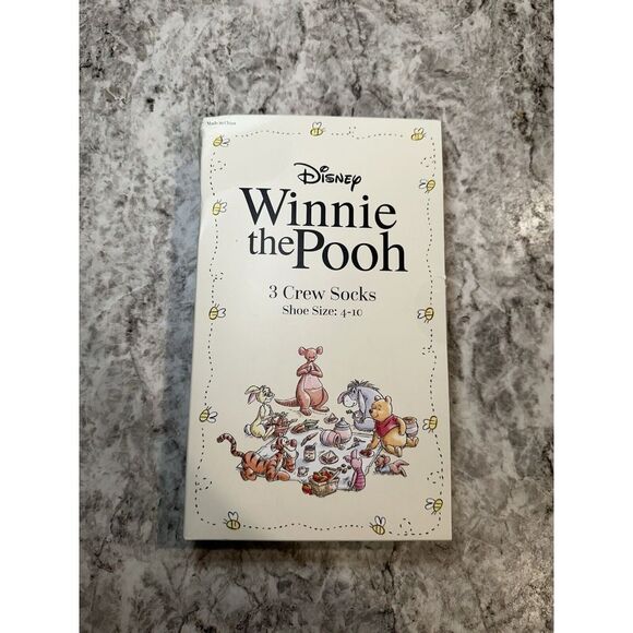 Disney Accessories - New Disney Winnie the Pooh Women's Graphic Crew‎ Socks, 3 Pack, Sizes 4-10
